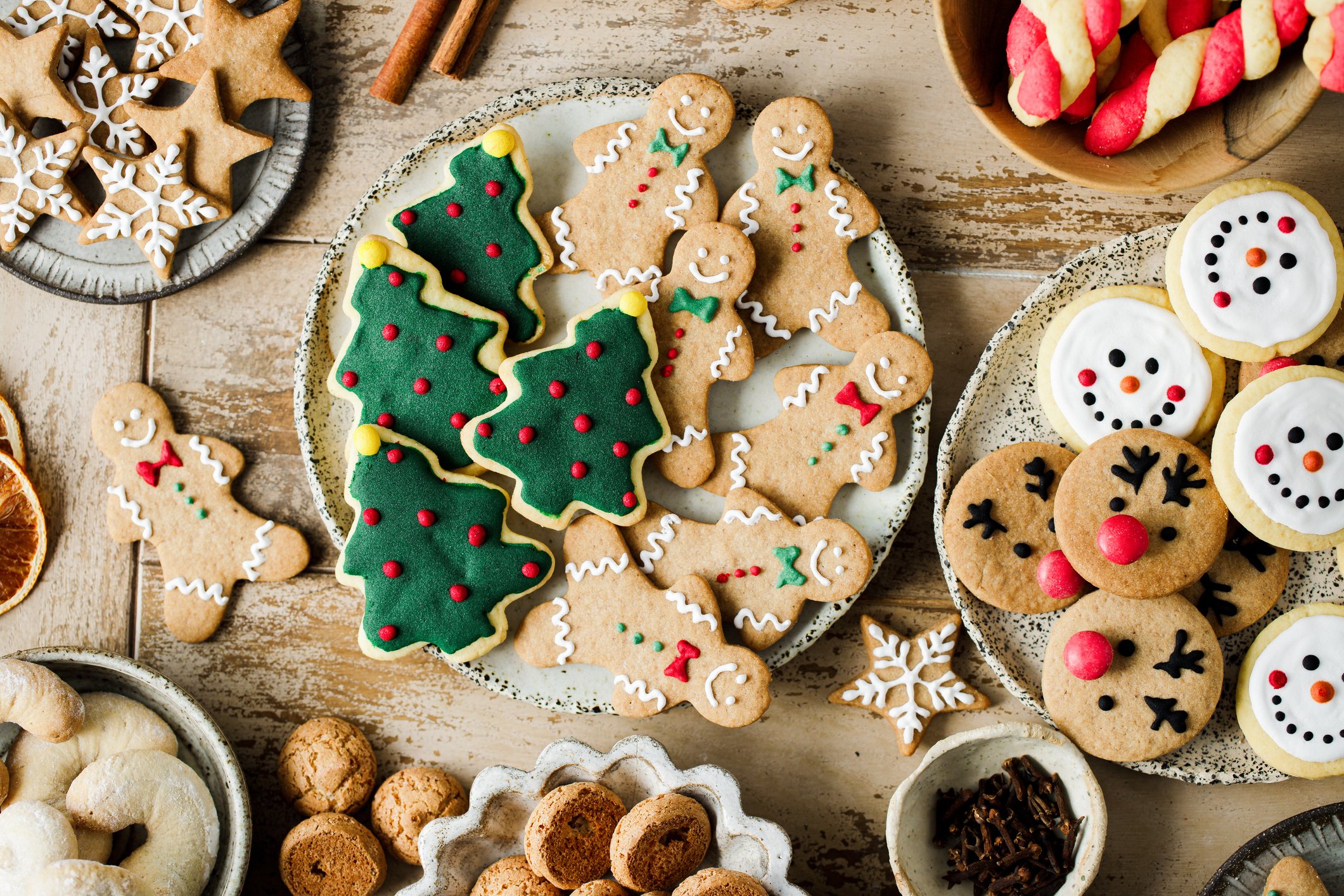 Pacific Northwest Assorted Christmas Cookies on a festive table